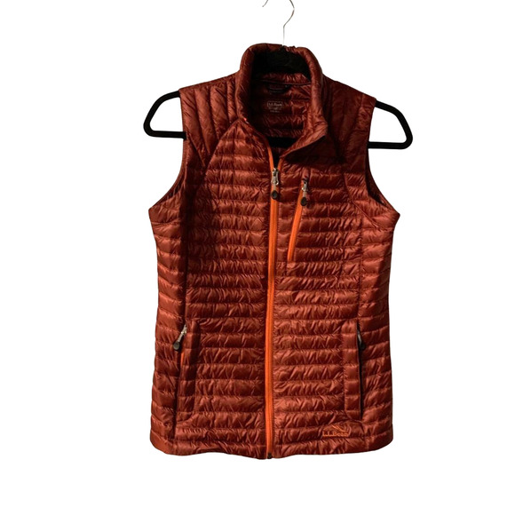 LL Bean Women's Down Puffer Vest Size XXS Orange 295910 Pertex Quantum Gorpcore - Picture 1 of 10